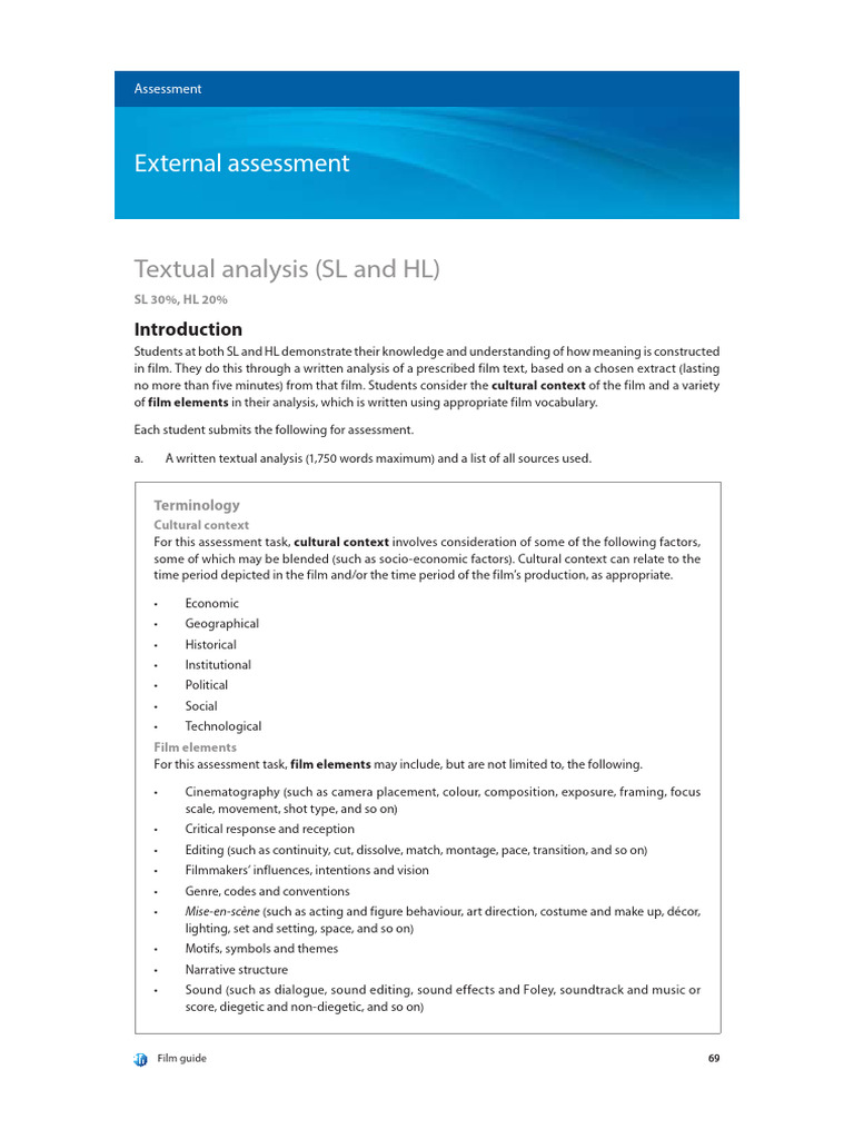 IB Film Textual Analysis Guidelines | PDF | Human Communication