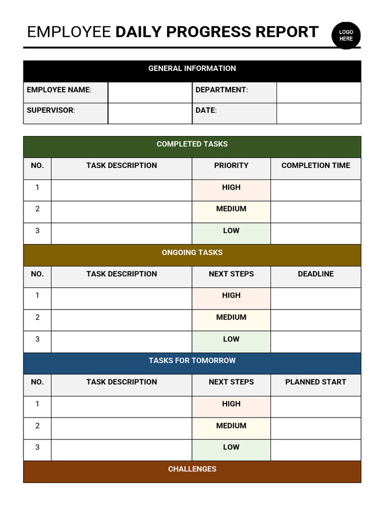 Employee Daily Progress Report (A4) | PDF