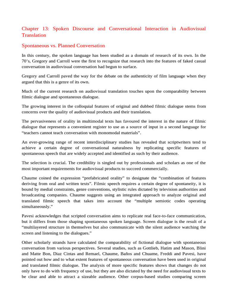 Conversational Dynamics in Audiovisual Translation | PDF | Minority ...