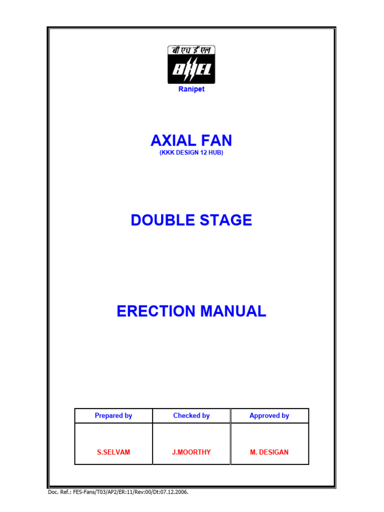Double Stage Axial Fan Erection Manual | PDF | Bearing (Mechanical) | Pump