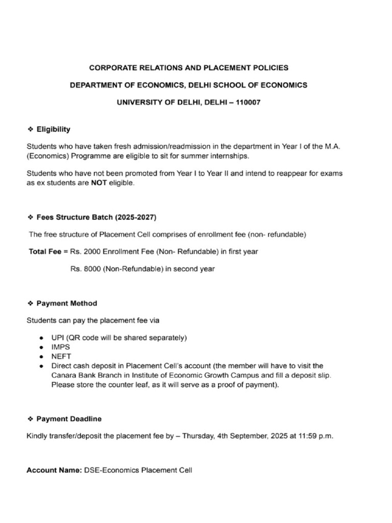 Placement Policy (2025-2027) | PDF