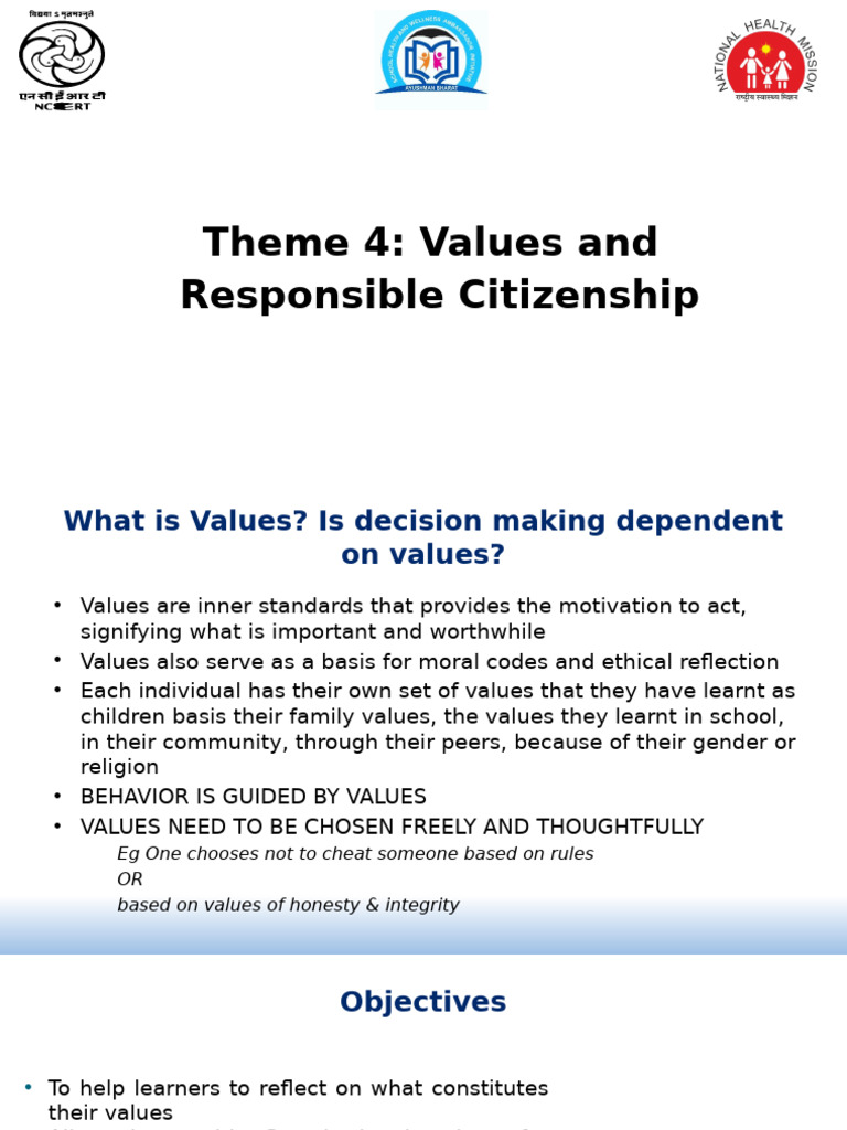 Values for Responsible Citizenship | PDF | Value (Ethics) | Learning