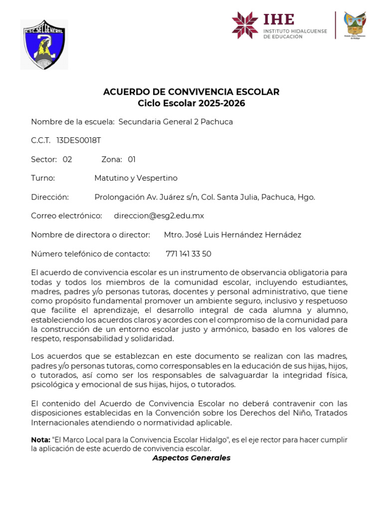 Acuerdo de Convivencia Escolar 2025-2026 | PDF | Violencia | Escuelas