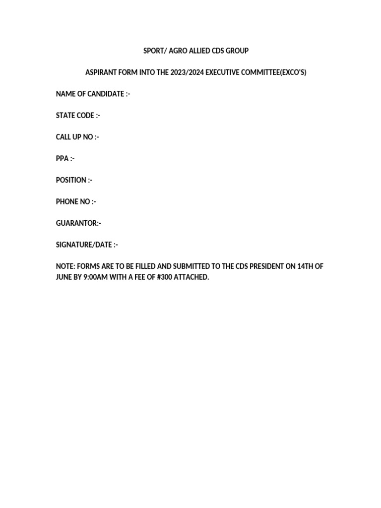 Cds Aspiration Form | PDF