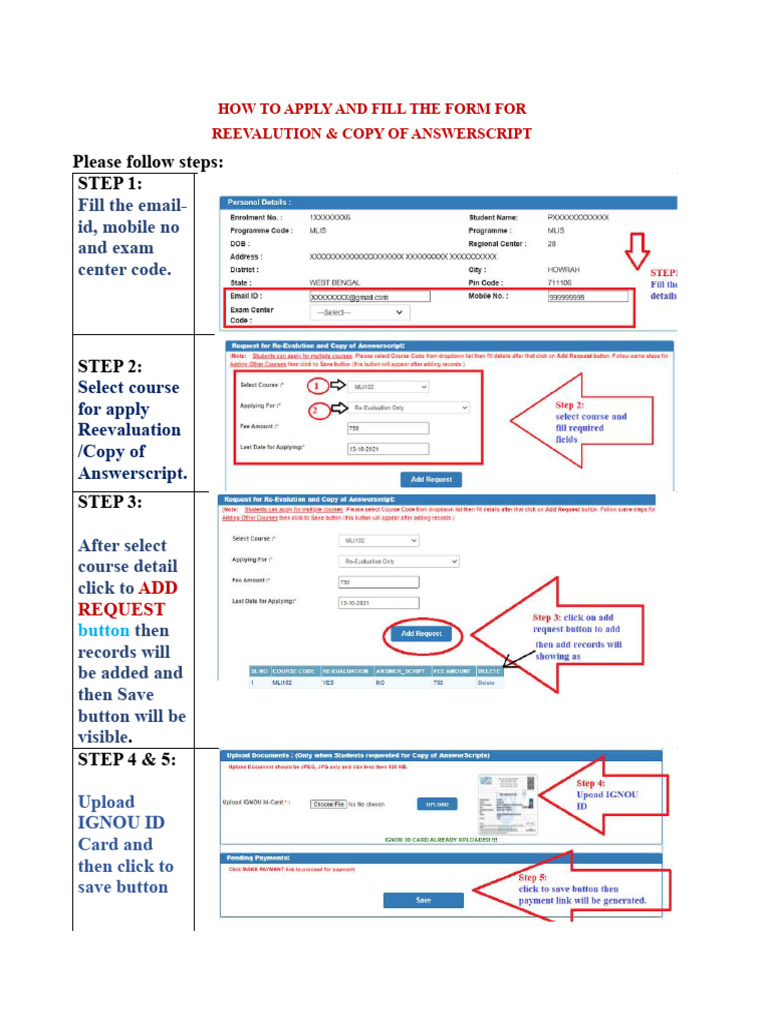 Reevaluation Upload How To Fill ReevaluationForm | PDF