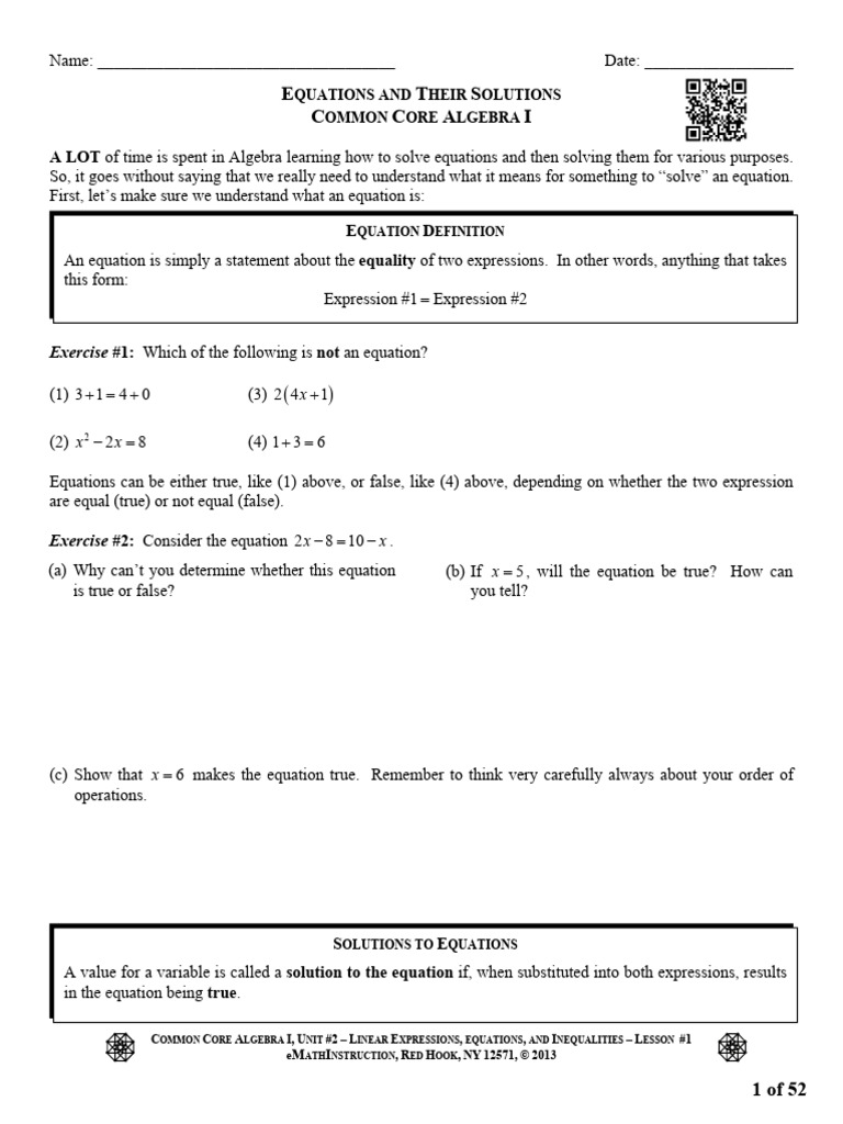 Understanding Algebraic Equations | PDF | Equations | Algebra