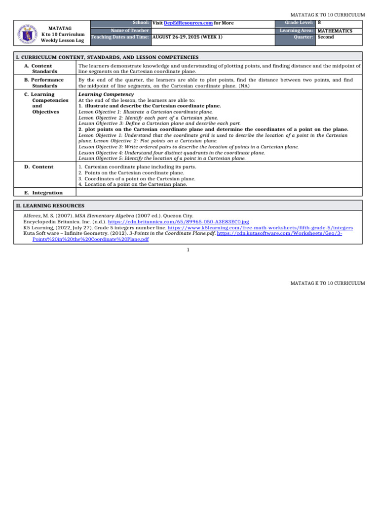 Eco-Park Design on Cartesian Plane | PDF | Cartesian Coordinate System ...