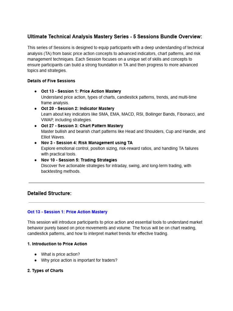 Ultimate Technical Analysis Mastery Series - 5 Sessions Bundle | PDF |  Technical Analysis | Investing