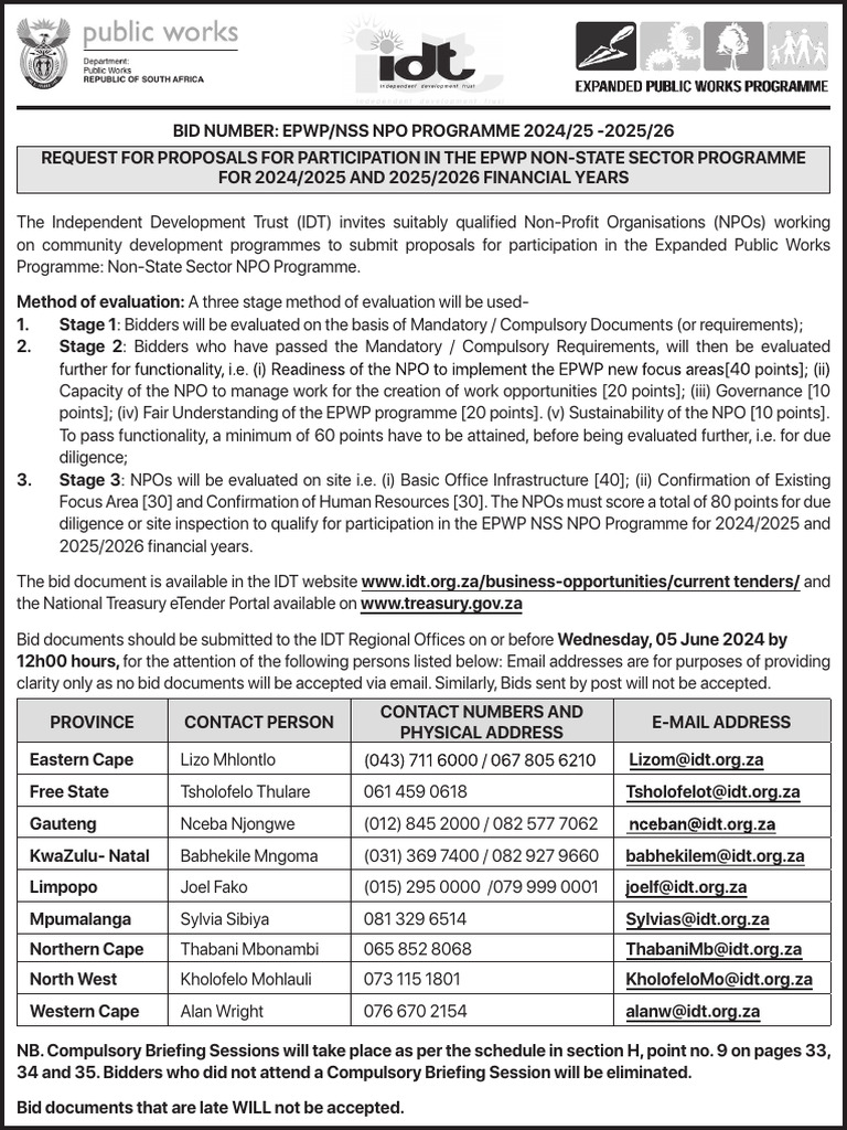 EPWP NPO Programme RFP 2024/25-2025/26 | PDF | Business | Procurement