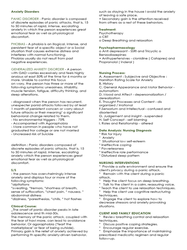 Overview of Anxiety Disorders | PDF | Personality Disorder | Phobia