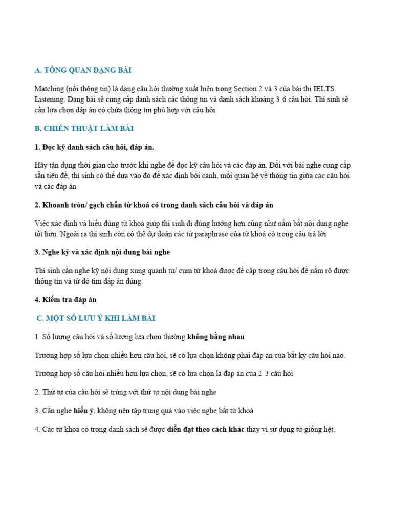 Listening - Matching Task | PDF
