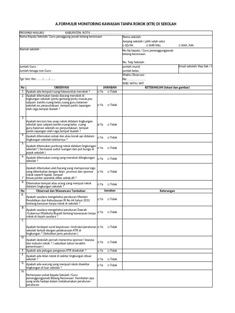 Monitoring KTR di Sekolah Maluku | PDF