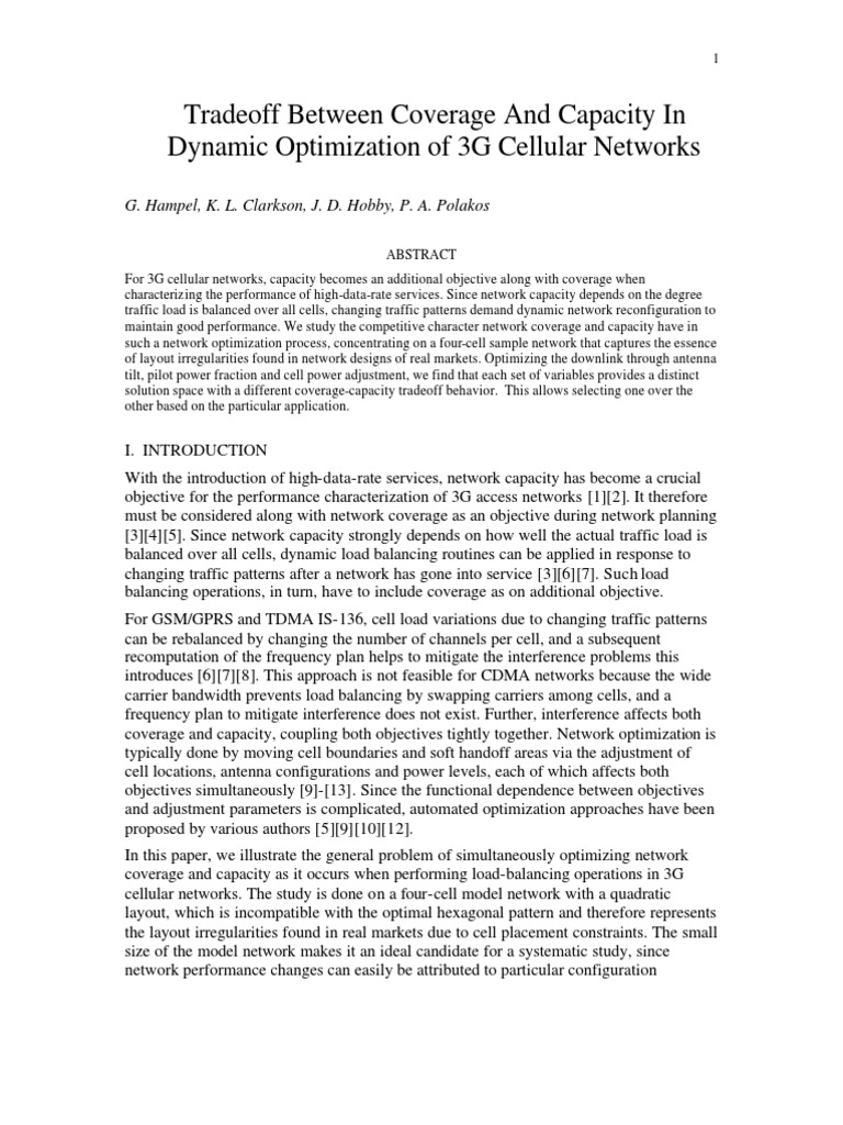 3G Network Coverage-Capacity Tradeoff | PDF | Cellular Network ...