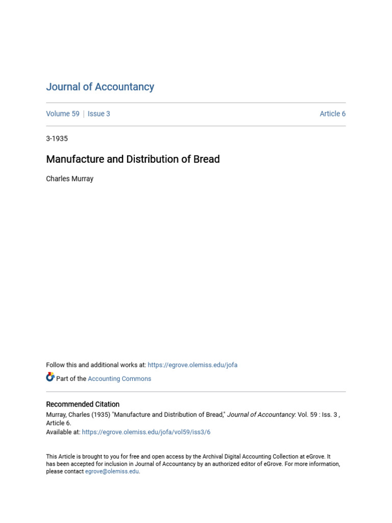 Manufacture and Distribution of Bread | PDF | Breads | Bakery