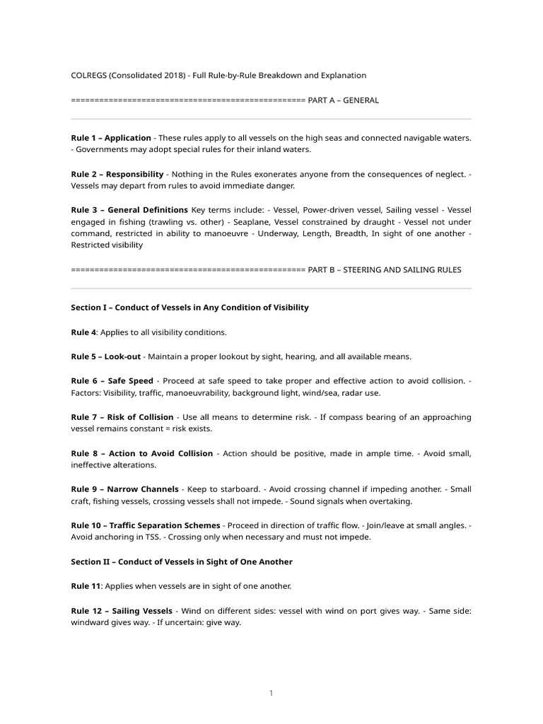 COLREGS 2018: Rule-by-Rule Guide | PDF | Water Transport | Shipping