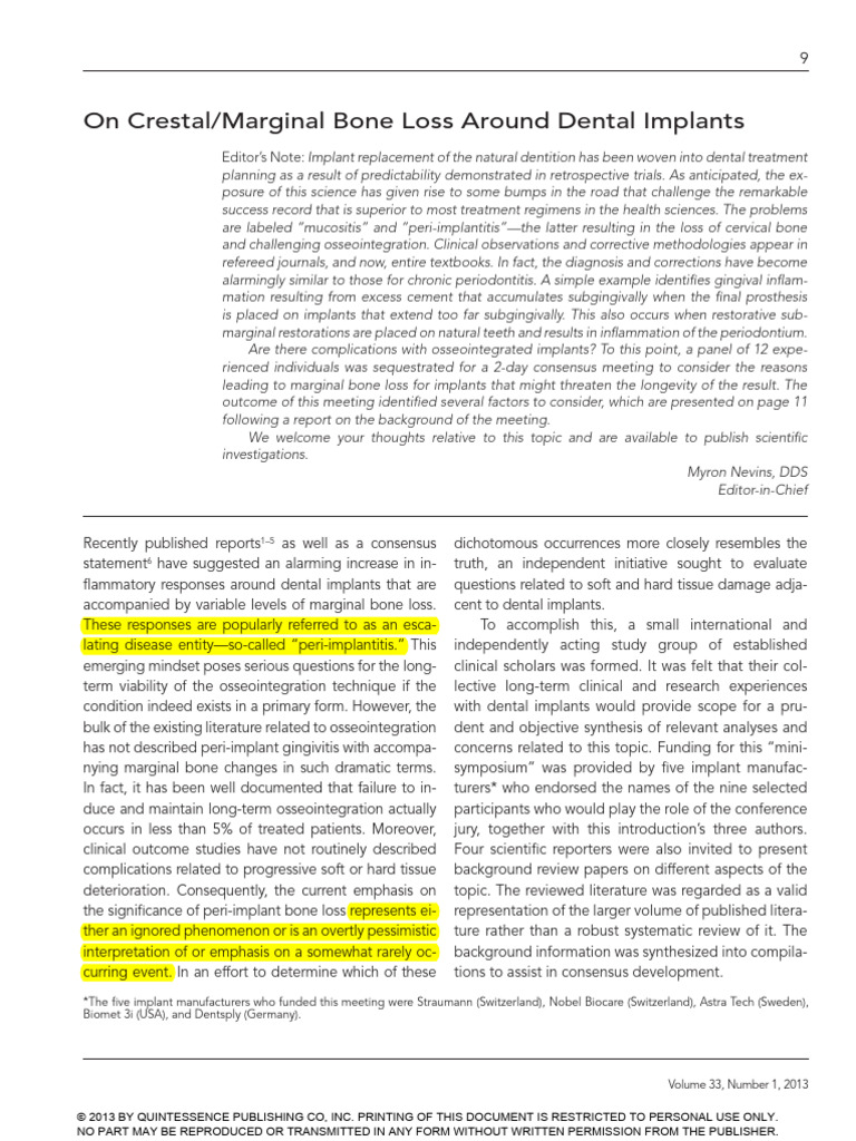 Peri-Implantitis and Bone Loss Insights | PDF | Dental Implant ...