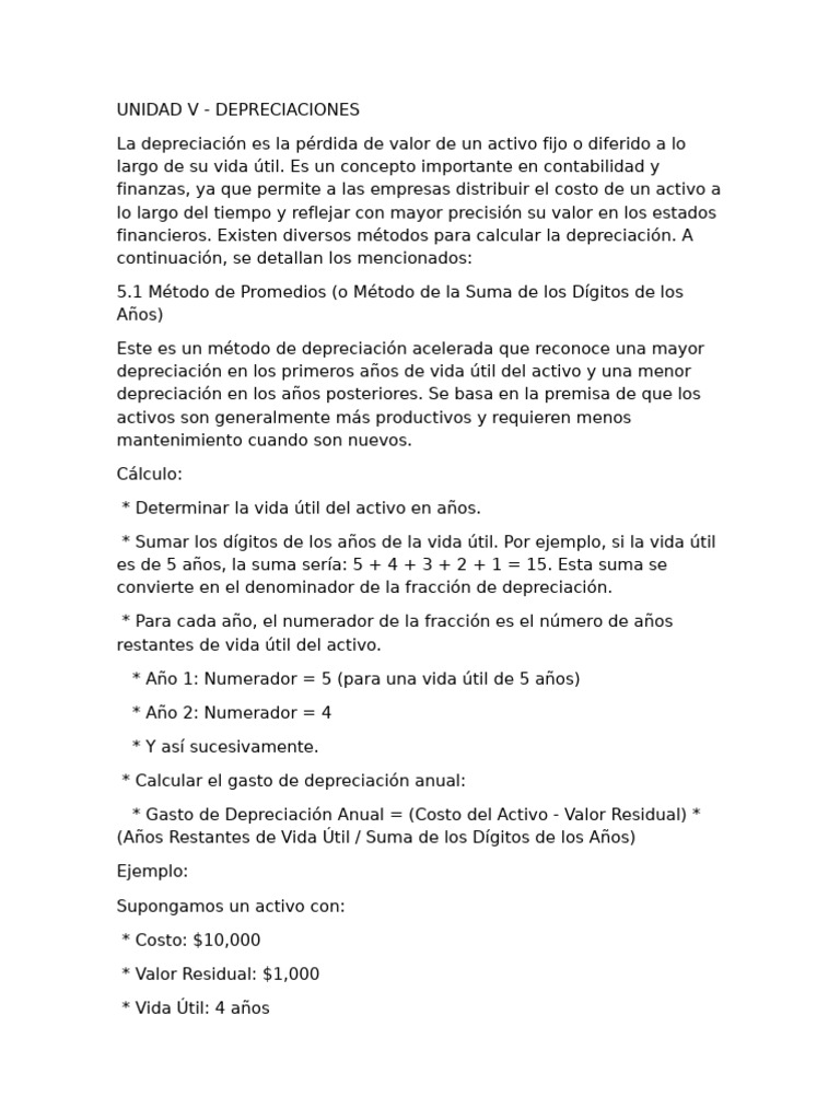 Métodos de Depreciación en Contabilidad | PDF | Depreciación ...