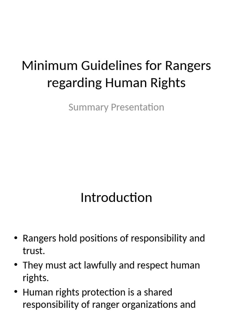 Minimum Guidelines For Rangers Human Rights Summary | PDF