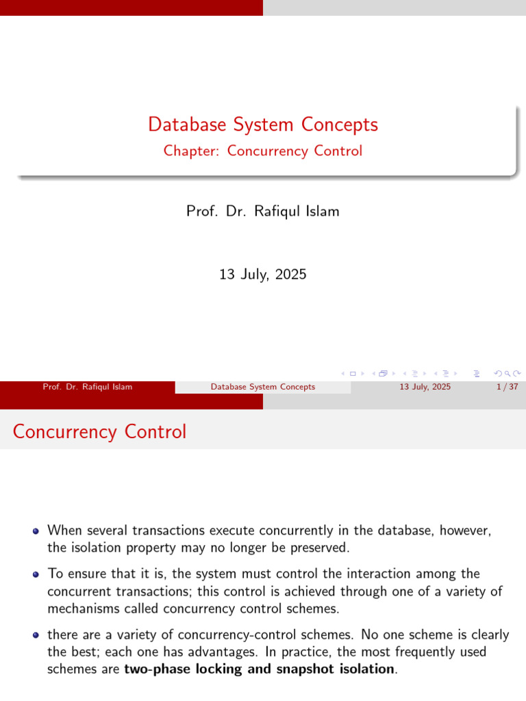 Concurrency Control in Database Systems | PDF | Database Transaction ...
