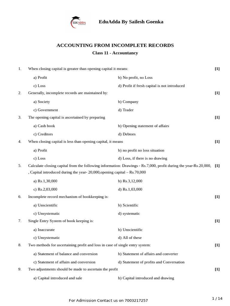 Accounting Incomplete Records Guide | PDF | Debits And Credits ...