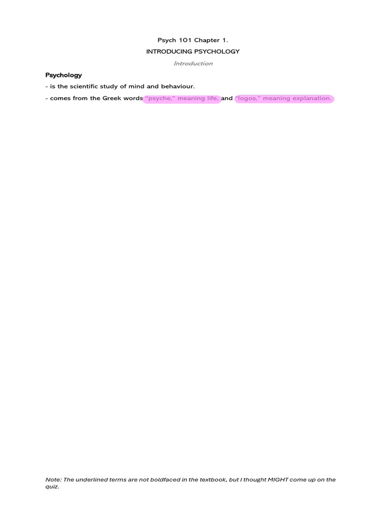 Introduction to Psychology Concepts | PDF | Psychology | Unconscious Mind