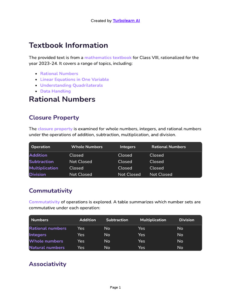 8th Grade Math Notes Summary | PDF