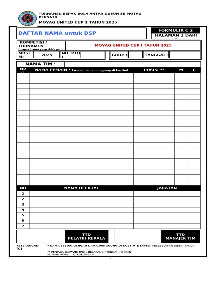 Form Daftar Nama Untuk DSP | PDF