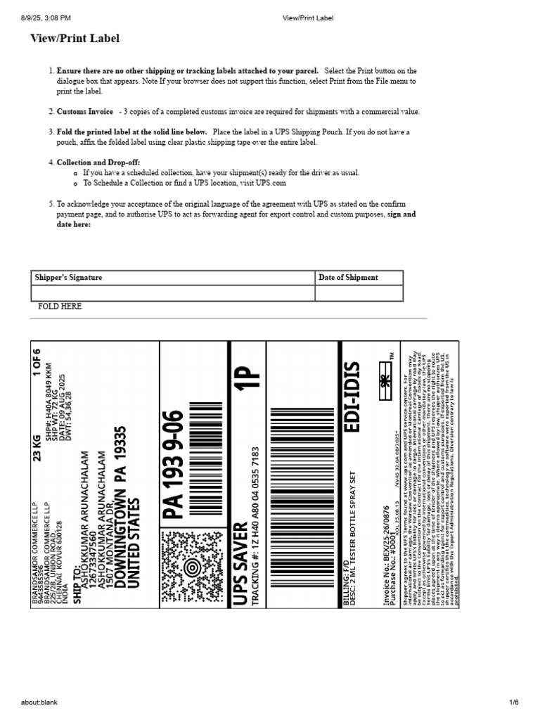 UPS Shipping Label Instructions | PDF | United Parcel Service