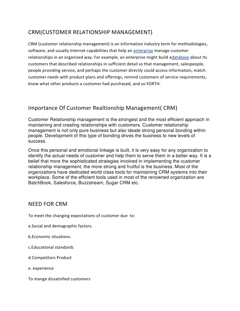 CRM (Customer Relationship Management) : Enterprise Database | PDF ...