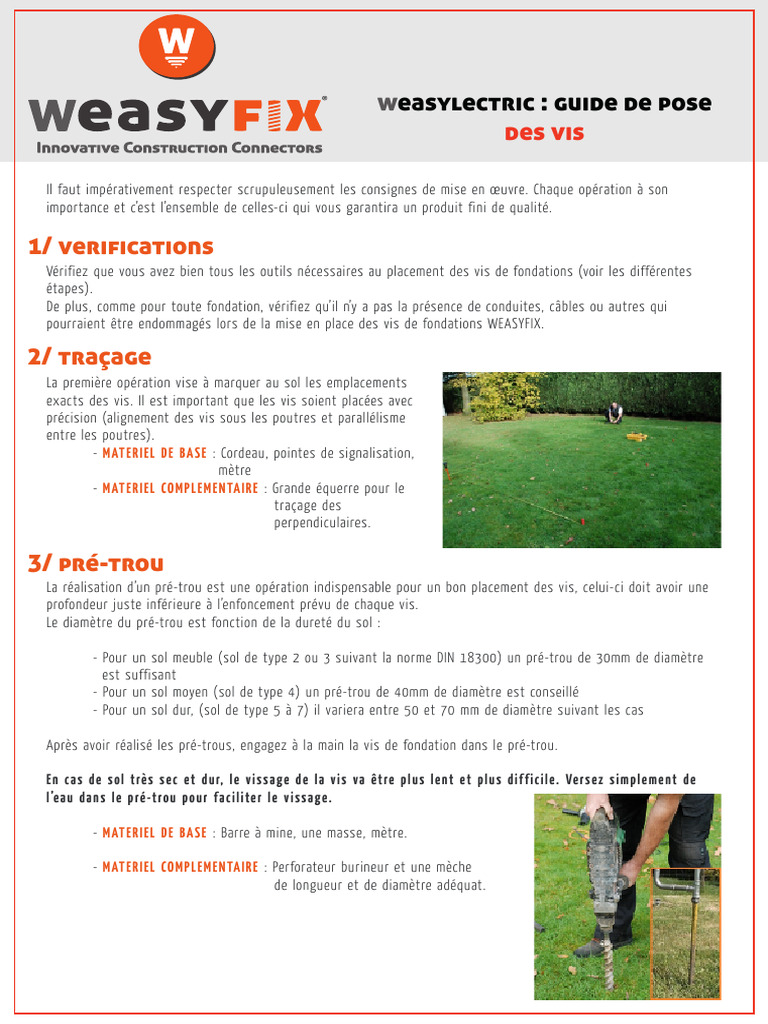 Guide de pose des vis WEASYFIX | PDF | Vis de fixation | Fondation ...