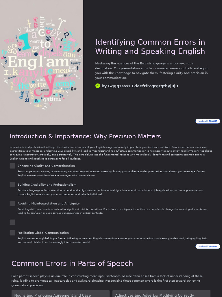 Identifying Common Errors in Writing and Speaking English | PDF | Verb ...