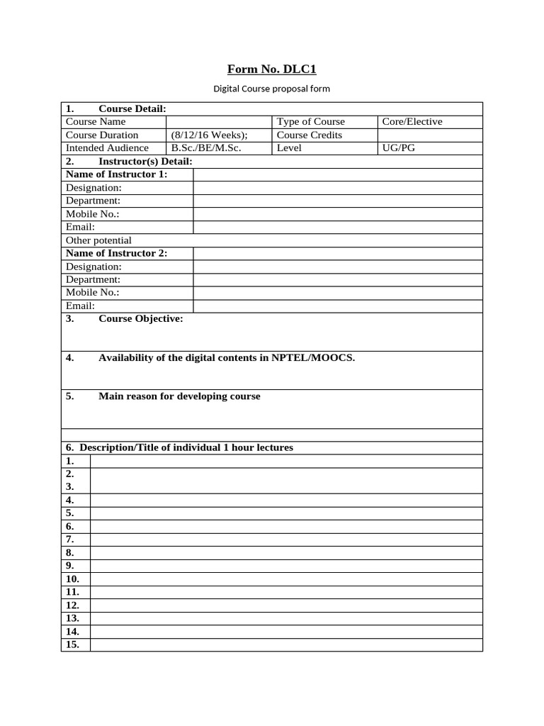 Digital Course Proposal Form Template | PDF