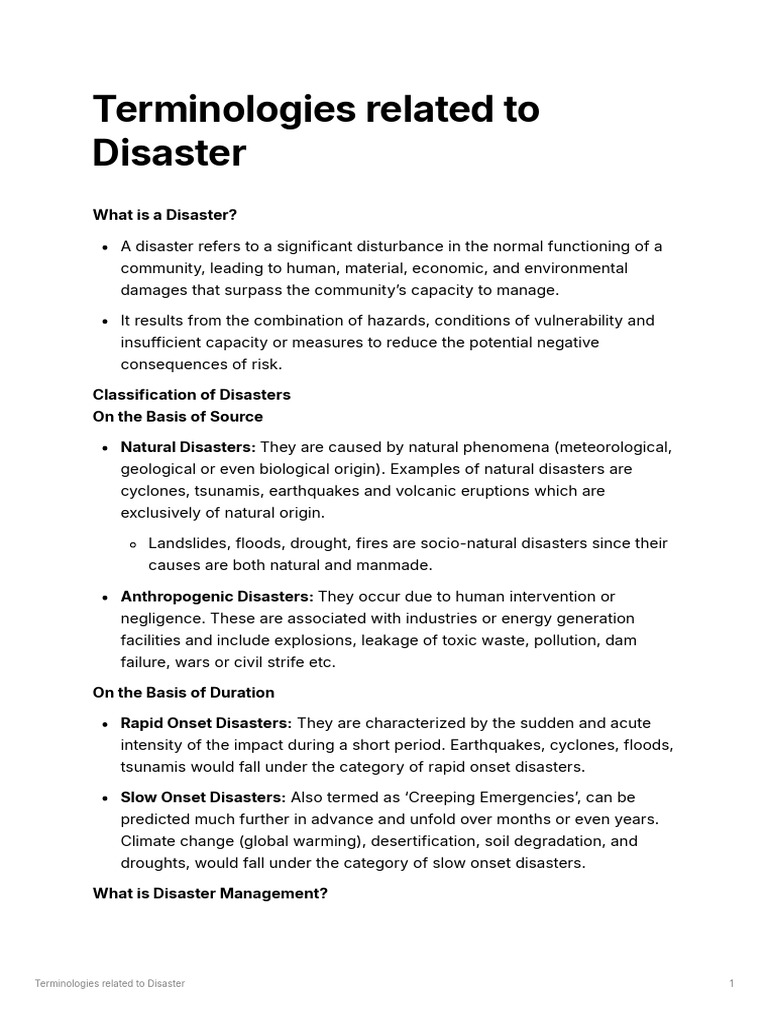 Terminologies Related To Disaster | PDF | Natural Disasters | Hazards