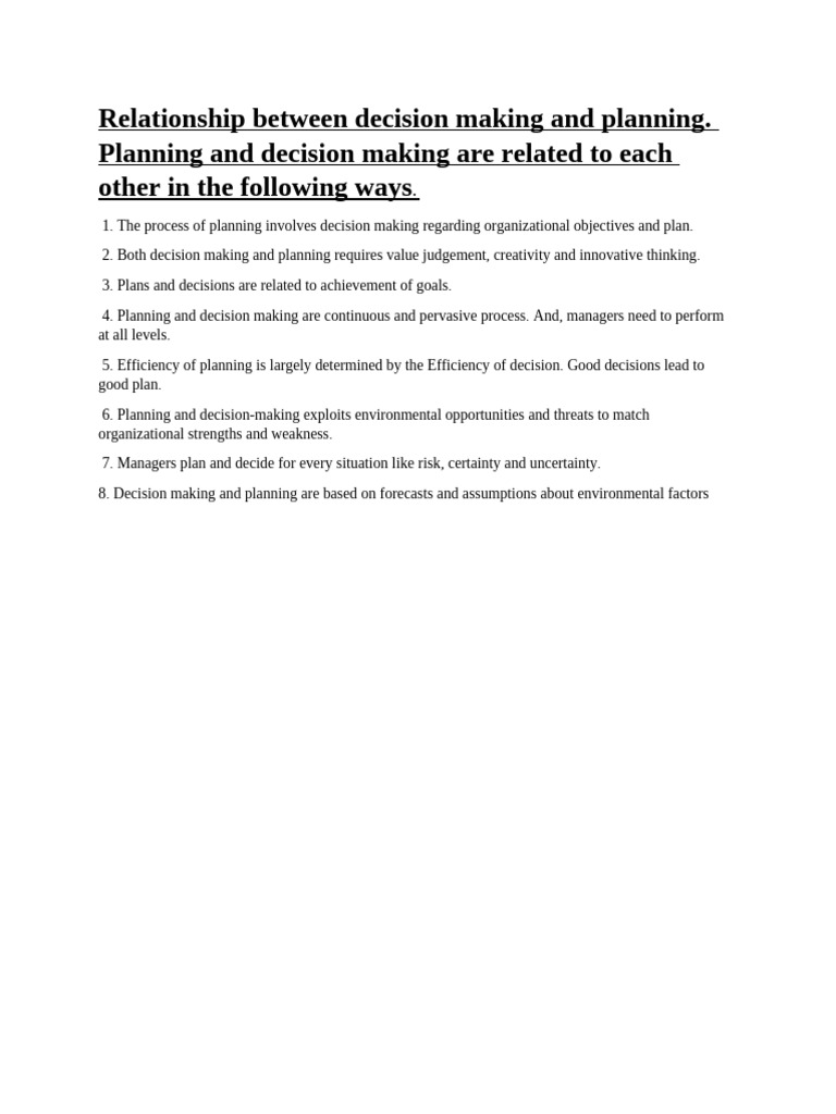 Planning and Decision Making Dynamics | PDF