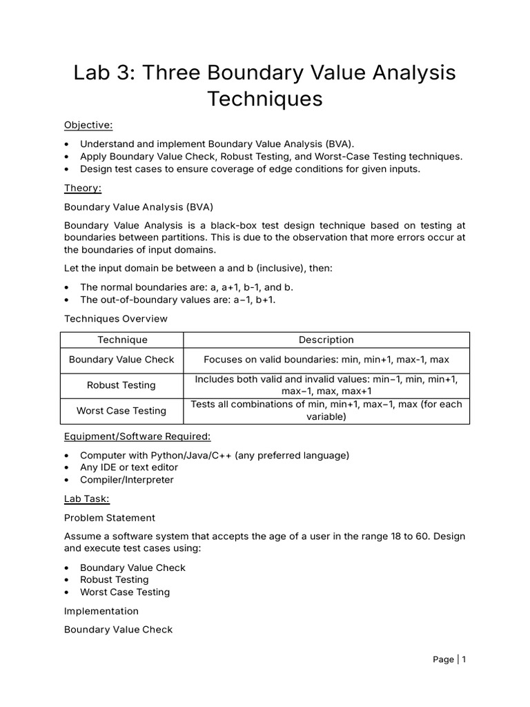 Boundary Value Analysis Techniques | PDF | Systems Engineering ...