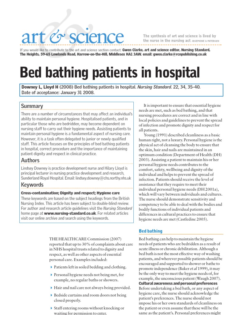 Downey L, Lloyd H Bed Bathing Patients in Hospital Article
