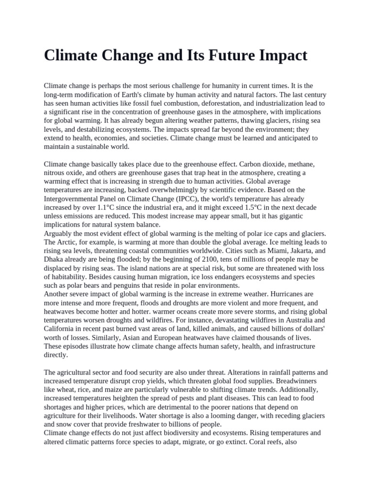 Future Impacts of Climate Change | PDF | Climate Change | Greenhouse Gas