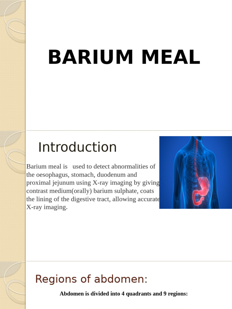Barium Meal Study Overview | PDF | Small Intestine | Human Digestive System