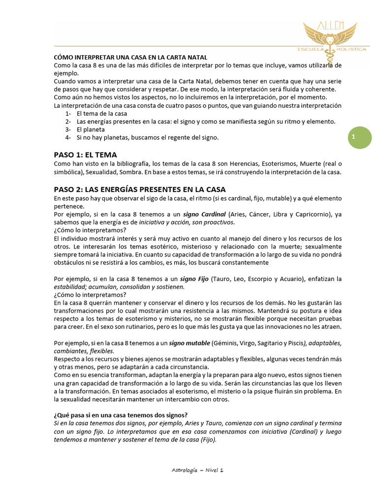 Clase 10 - Cómo Interpretar Una Casa en La Carta Natal | PDF ...