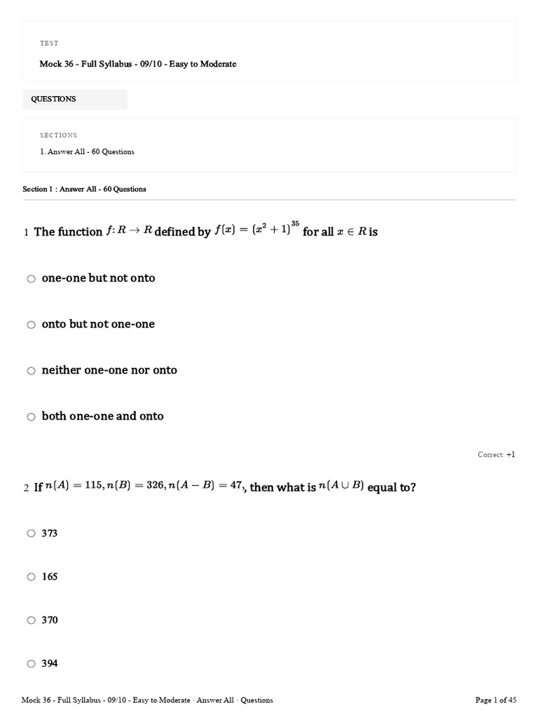 Mock 36 Full Syllabus Questions | PDF | Ring (Mathematics) | Group ...