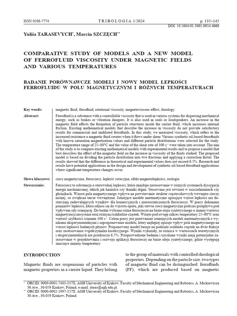 New Ferrofluid Viscosity Model Study | PDF | Viscosity | Relaxation (Nmr)