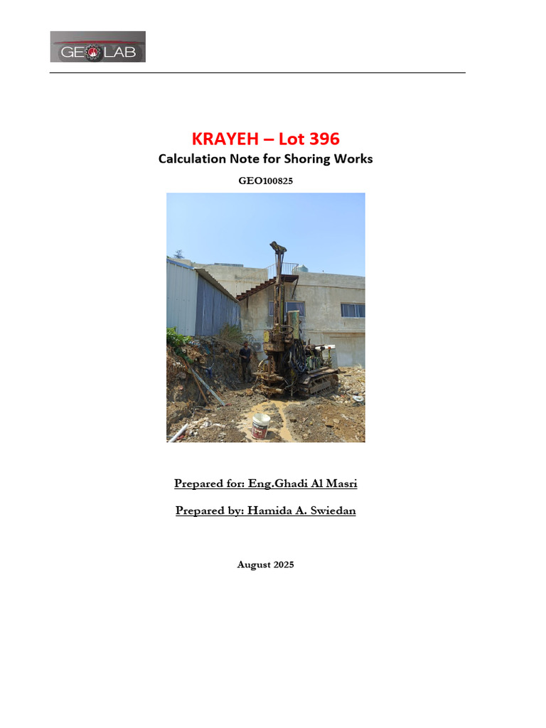 Shoring Calculation Note for Lot 396 | PDF | Beam (Structure) | Civil ...