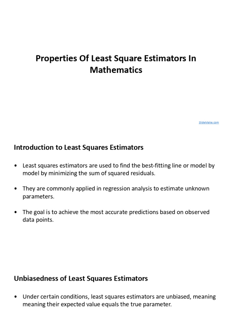 Properties of Least Squares Estimators | PDF