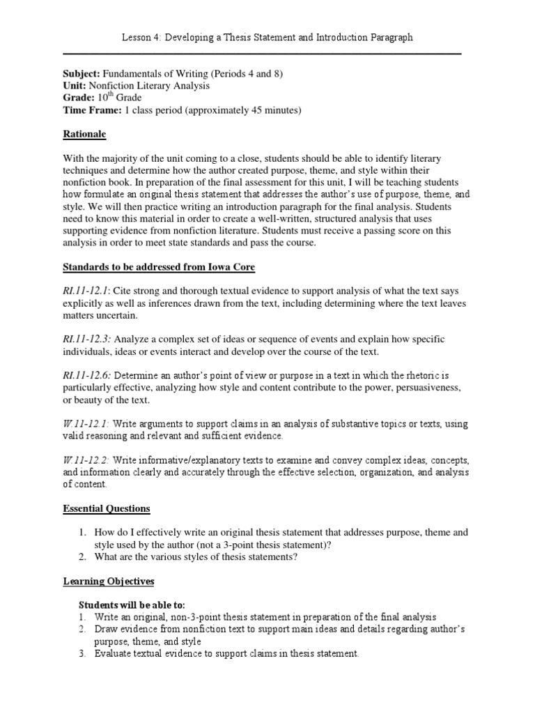 What is the difference between a theme statement and a thesis statement picture