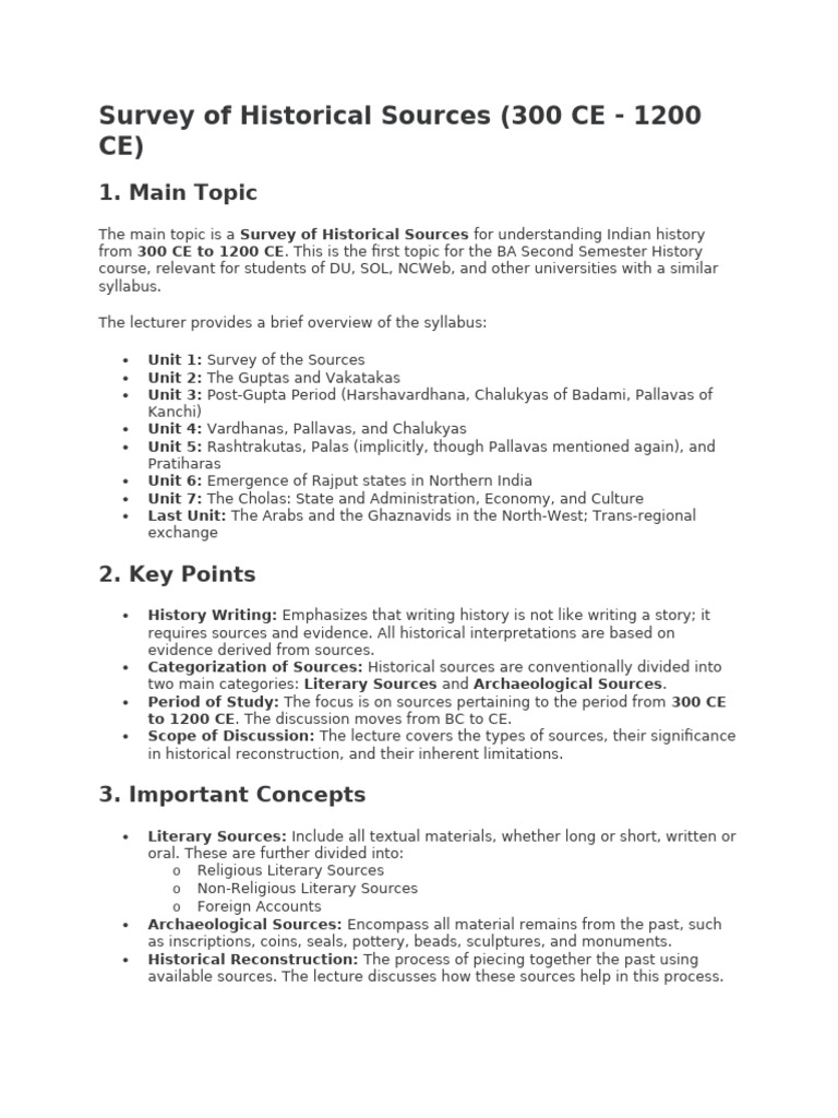 Survey of Indian Historical Sources CE 300-1200 | PDF | Puranas | Sanskrit