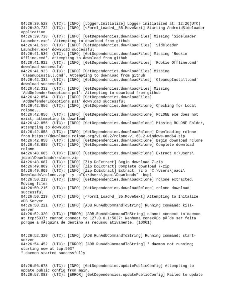 Android Sideloader Initialization Log | PDF | Battery Charger | Software