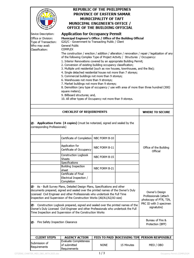 Application for Occupancy Permit Guide | PDF