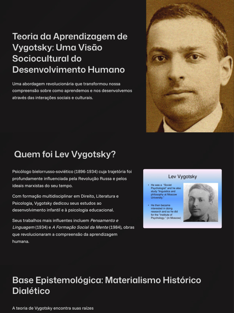 Aprendizagem Sociocultural de Vygotsky | PDF | Aprendizado | Pensamento