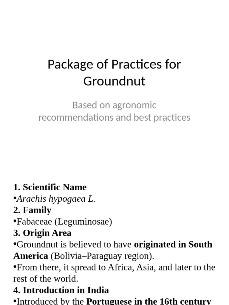 Groundnut Cultivation Practices Guide | PDF | Legume | Sowing