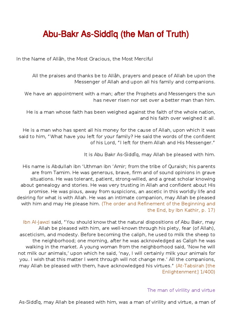 En Abu Bakr As Siddiq | PDF | Sahabah | Umar